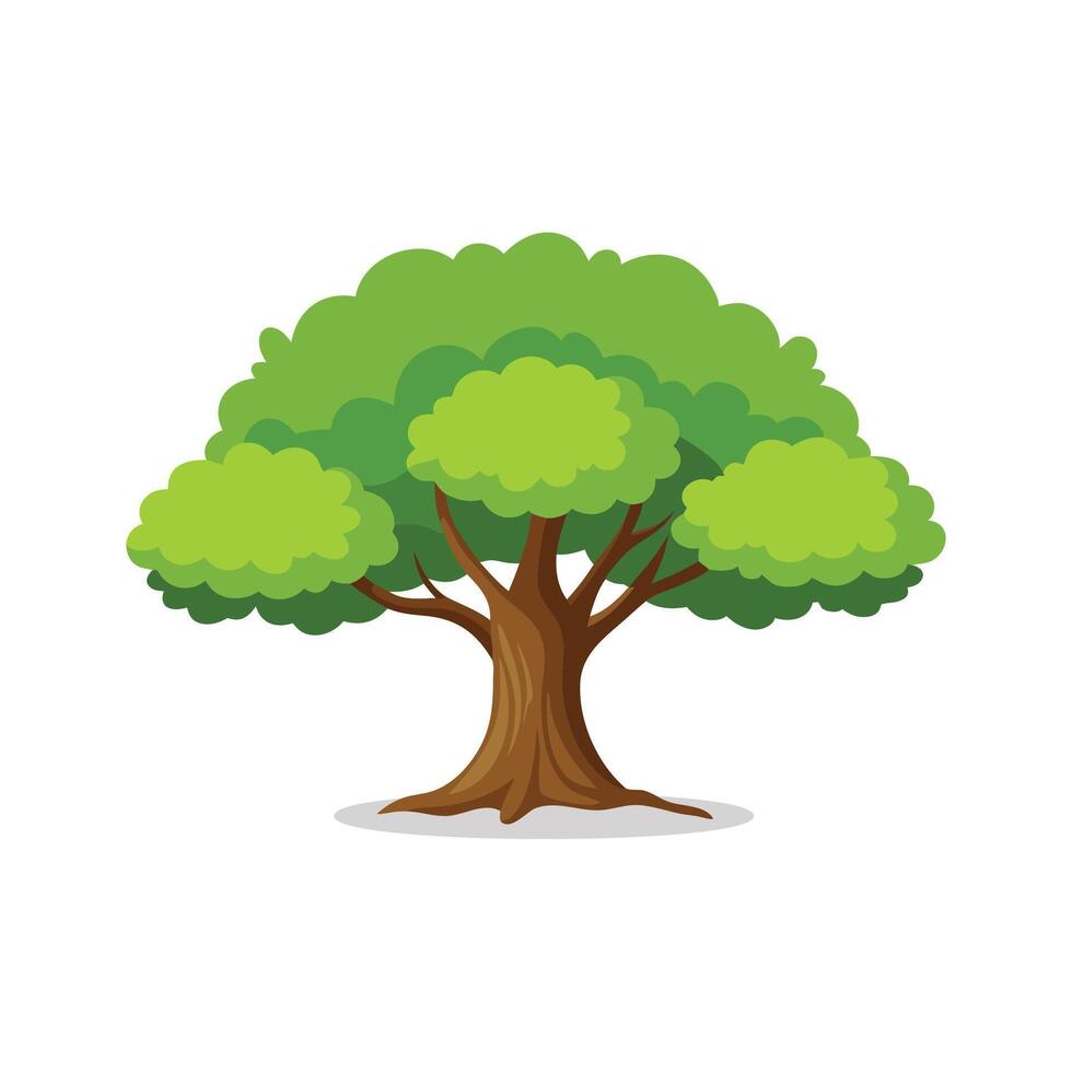 Oak tree isolated flat illustration on white background vector