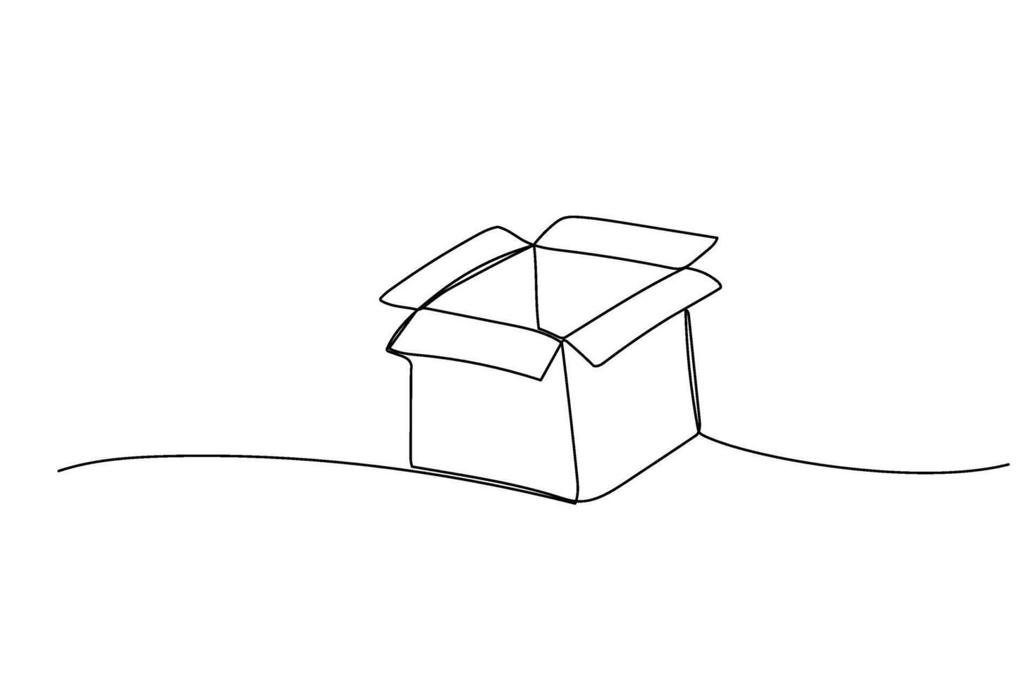 Delivery box continuous line sketch. Package outline icon. cardboard container vector