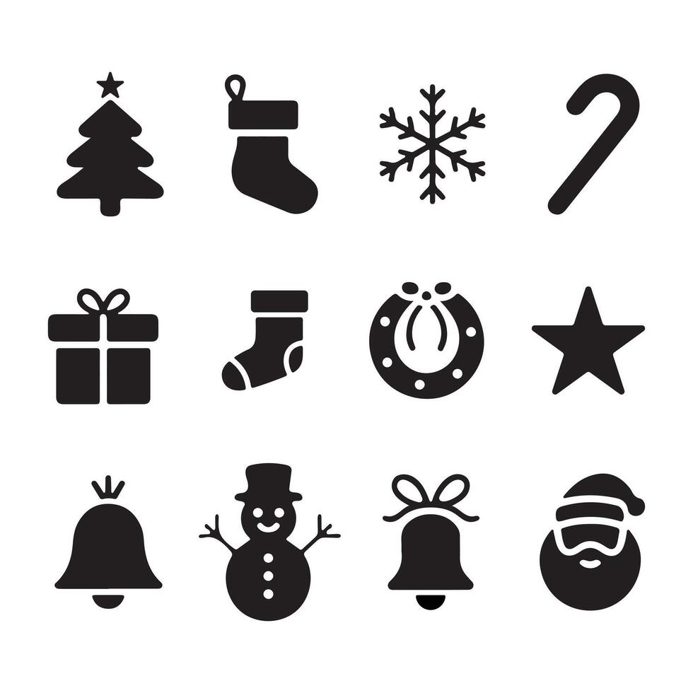 Christmas set of silhouettes for design on a white background vector