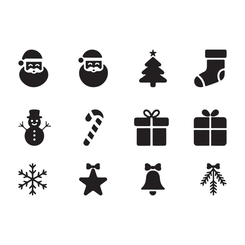 Christmas elements silhouette set design vector