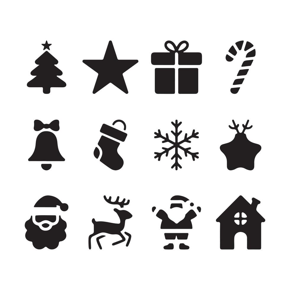 Christmas Icon Set silhouette , Background, Black, vector