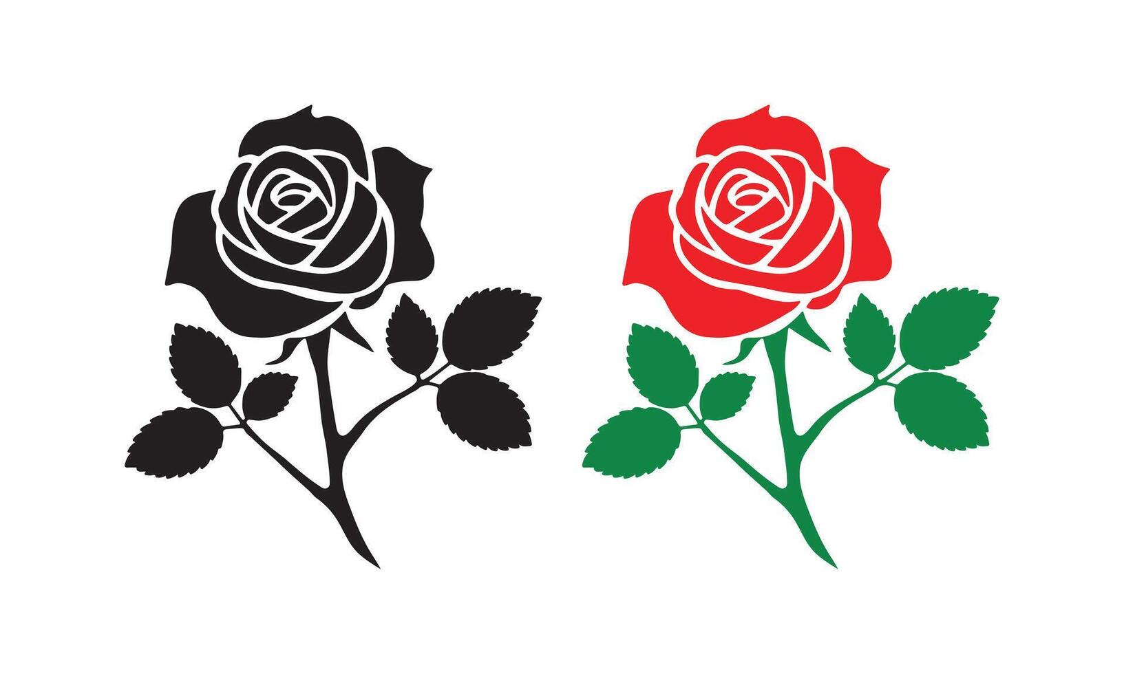 Rose Silhouettes with Red Rose Icon vector