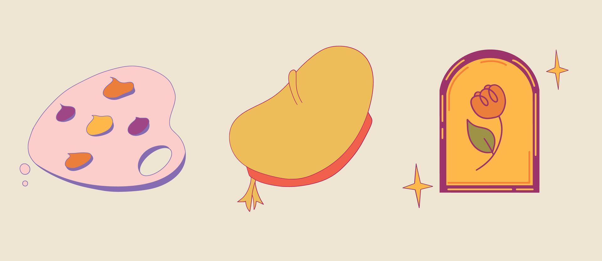 A set of four different colored objects vector