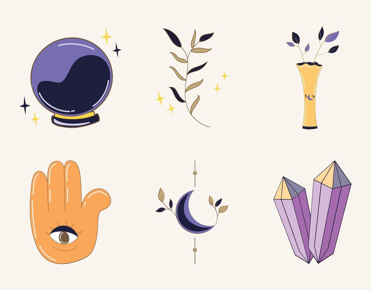A set of different types of magic items vector