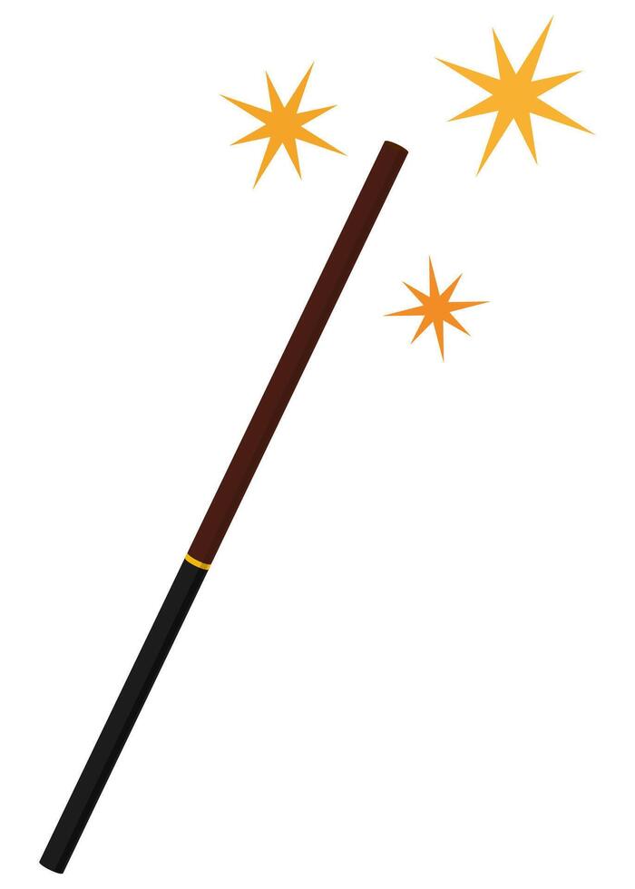 Magician wand stick flat icon isolated on white background vector
