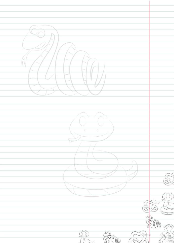 sheet of notebook paper with contours of snakes symbol of the year 2025 vector