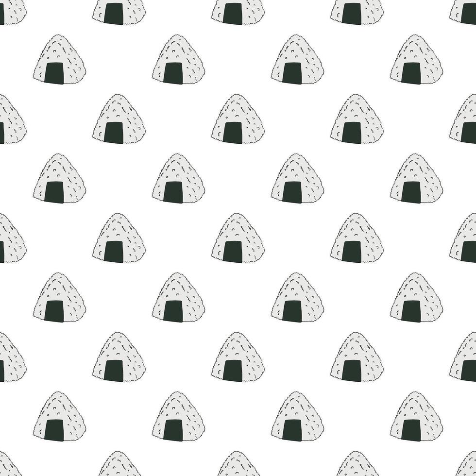 Seamless pattern with onigiri for decorative print, wrapping paper, menu, wallpaper and fabric vector