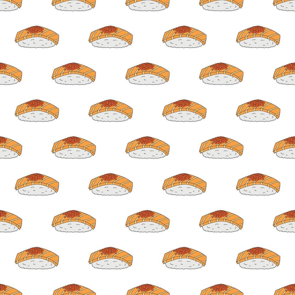 Seamless pattern with sushi for decorative print, wrapping paper, menu, wallpaper and fabric vector