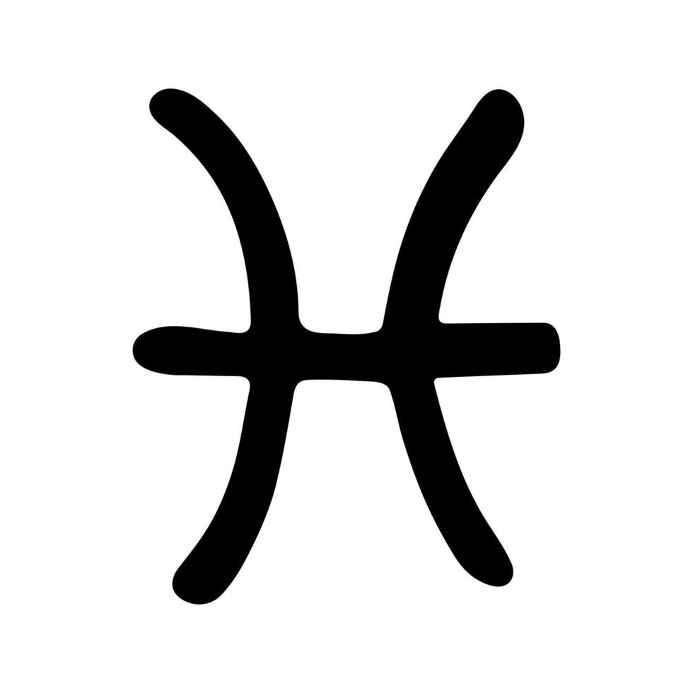 Hand drawn pisces zodiac sign Esoteric symbol doodle Astrology clipart Element for design vector