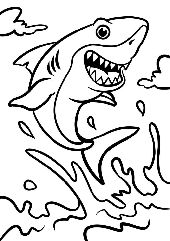 Fish drawing in black and white for kids vector