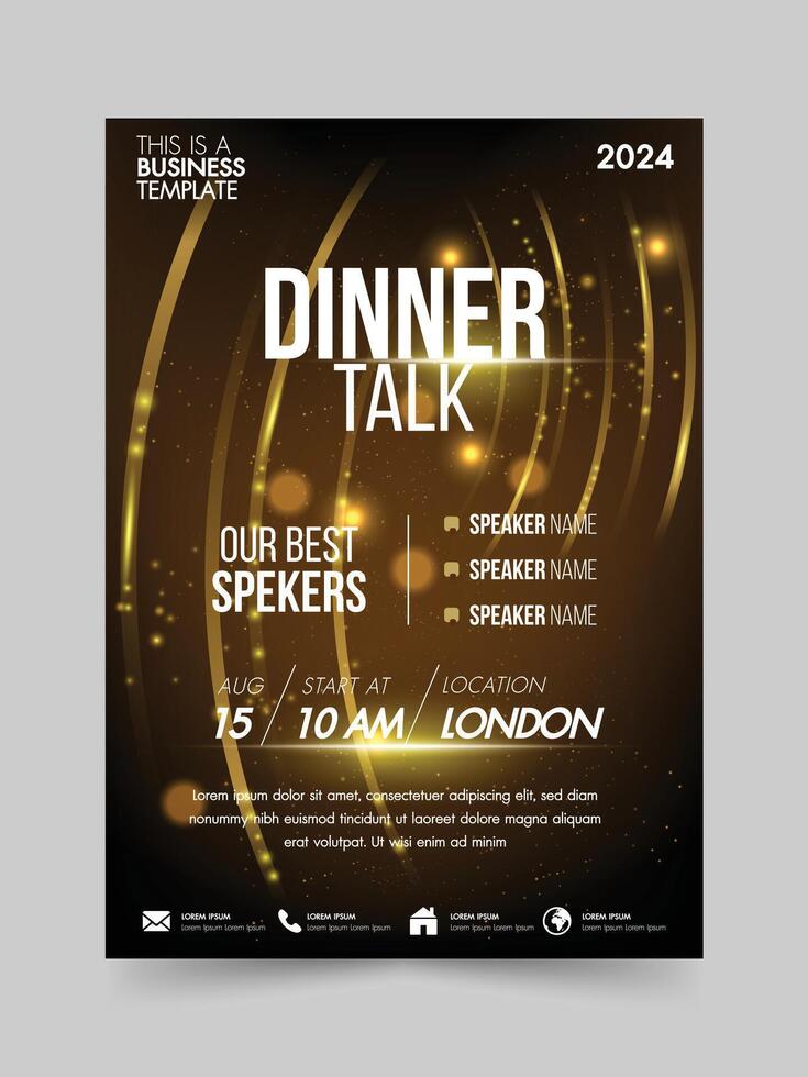 Gold luxury poster template premium dinner talk event vector