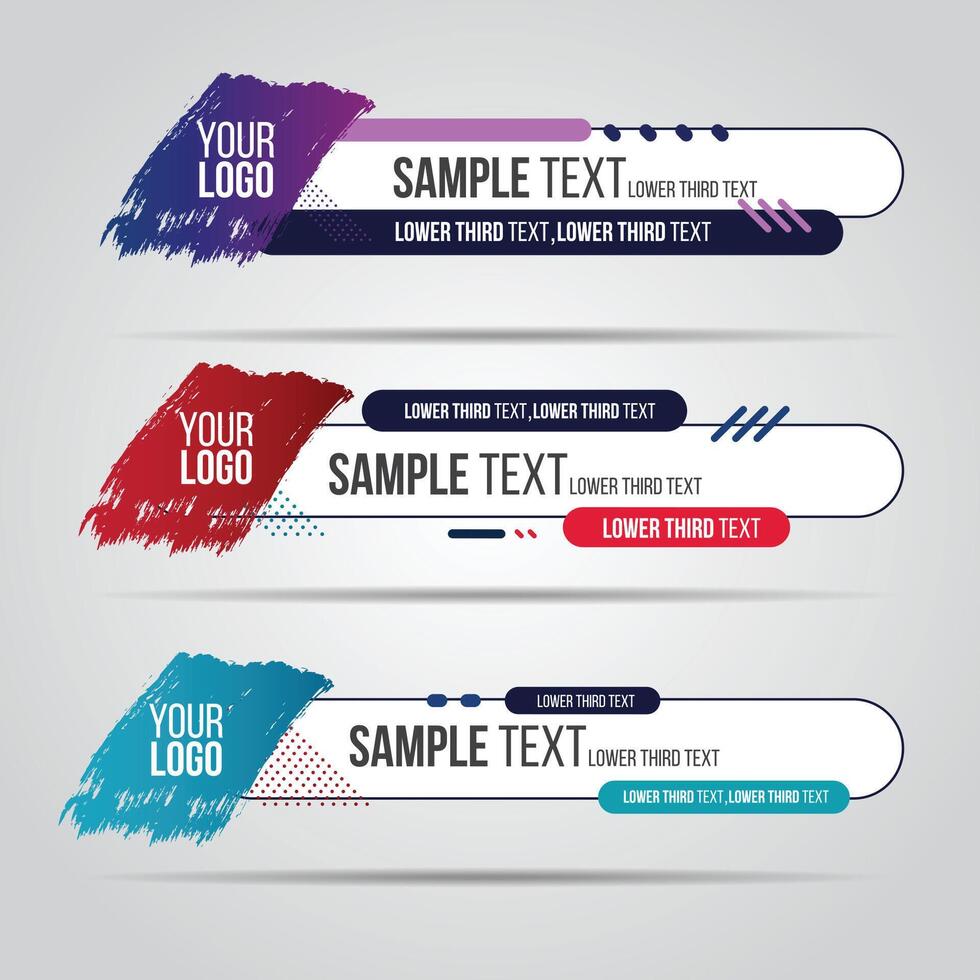 banners bar screen broadcast bar name. Collection of lower third vector