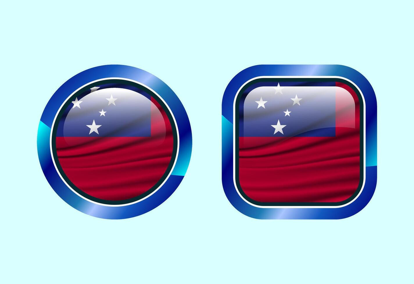 Glossy flag button of Samoa, High quality web button design vector