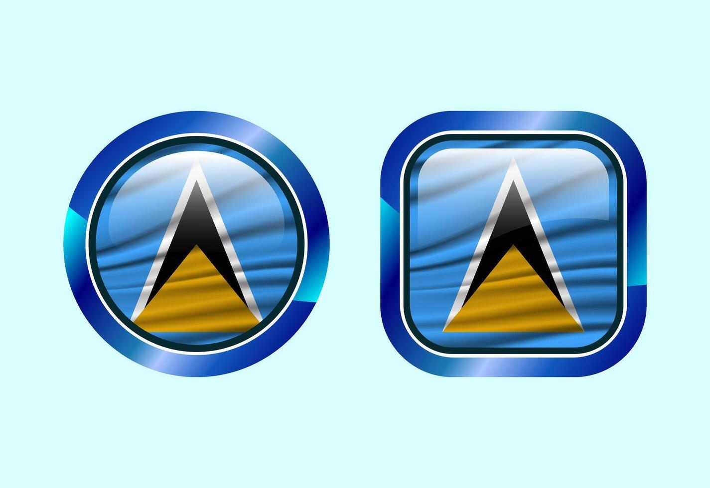 Glossy flag button of Saint Lucia, High quality web button design vector
