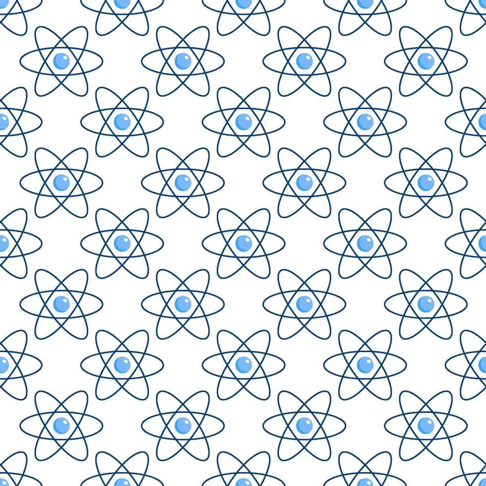 Chemical pattern with atomic nucleus, infinite, seamless texture vector