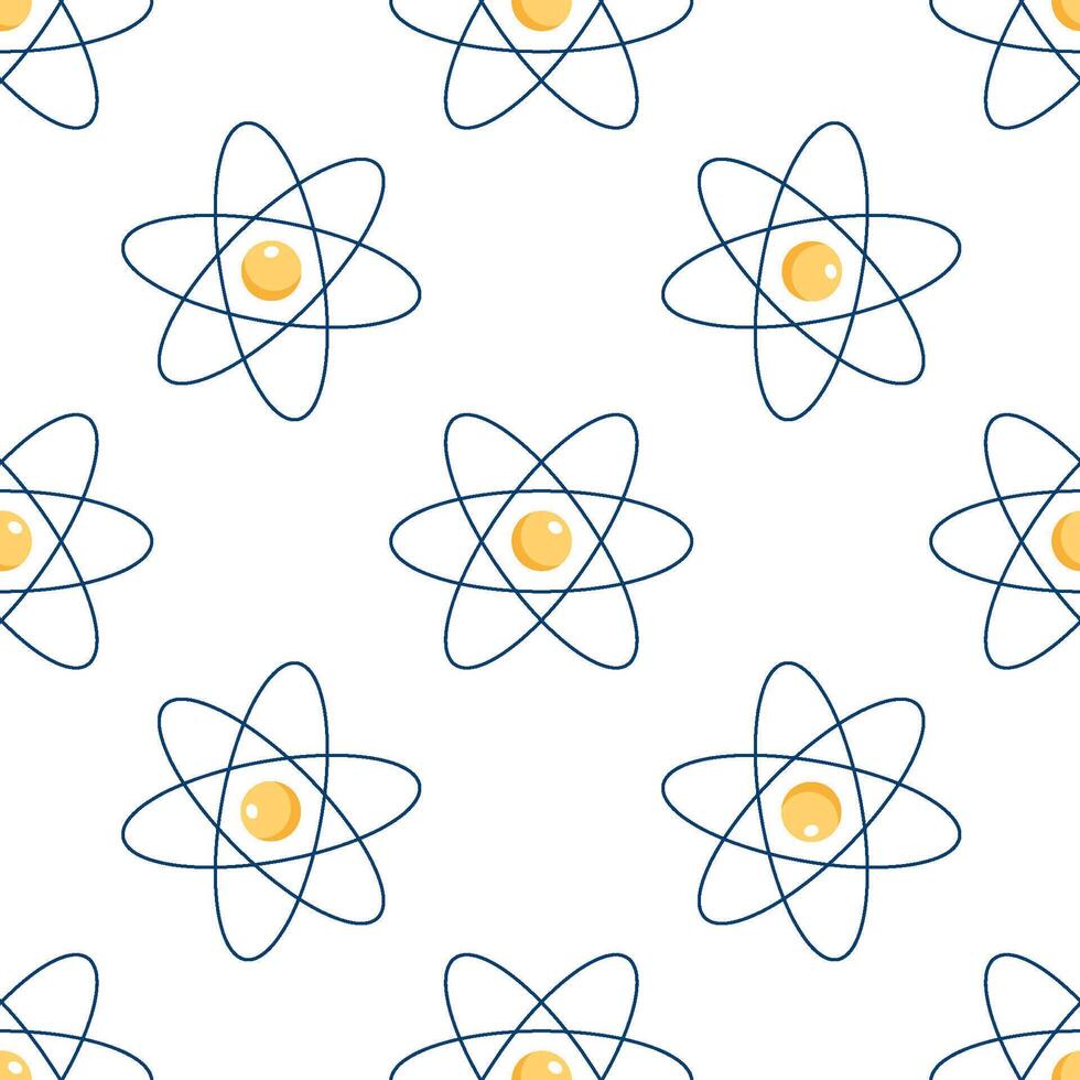 Chemical pattern. The nucleus of an atom with electron orbits. Infinite texture vector
