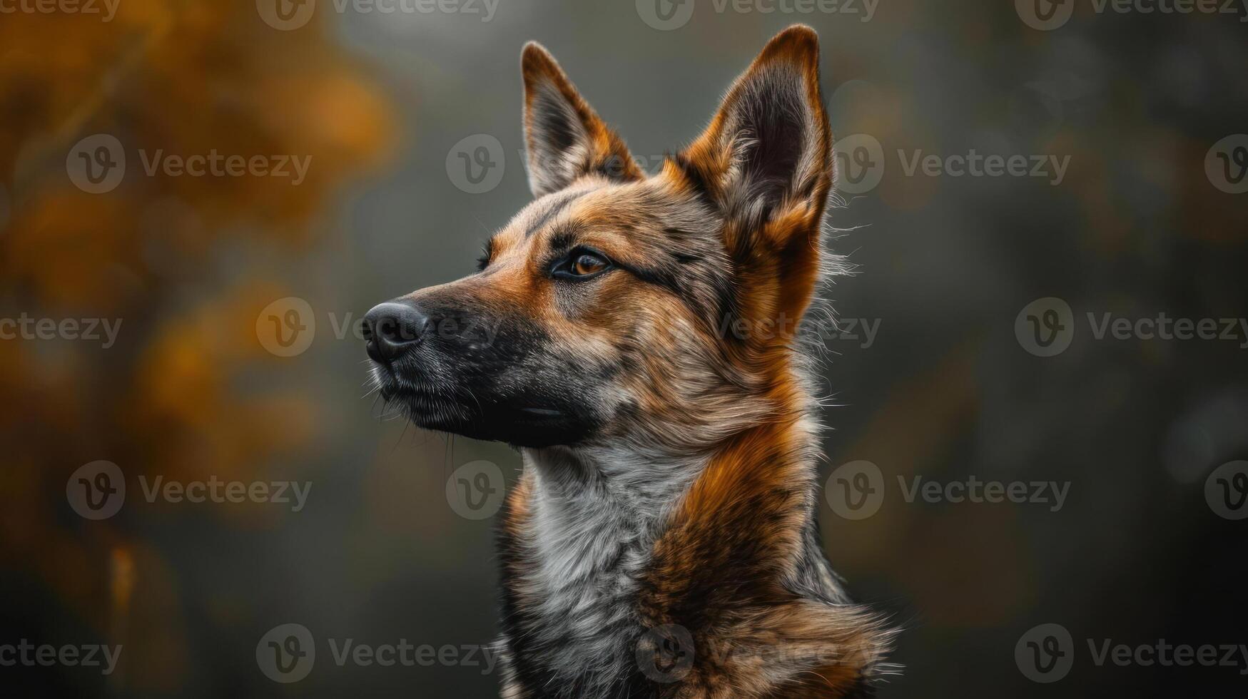 A beautiful close-up shot of a dog with striking eyes, capturing its attention towards the camera. photo