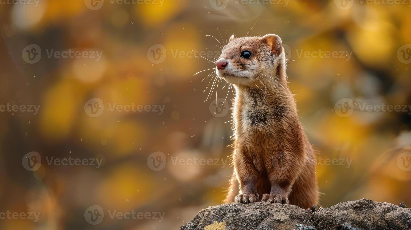 A whiskered fox kit stands alert on a fallen leaf, photo