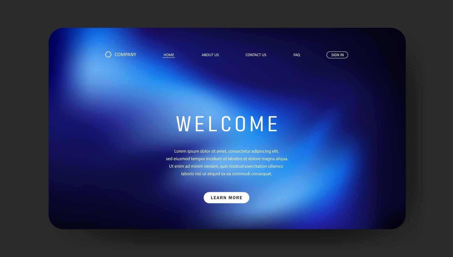 abstract landing page with gradient. website UI design vector
