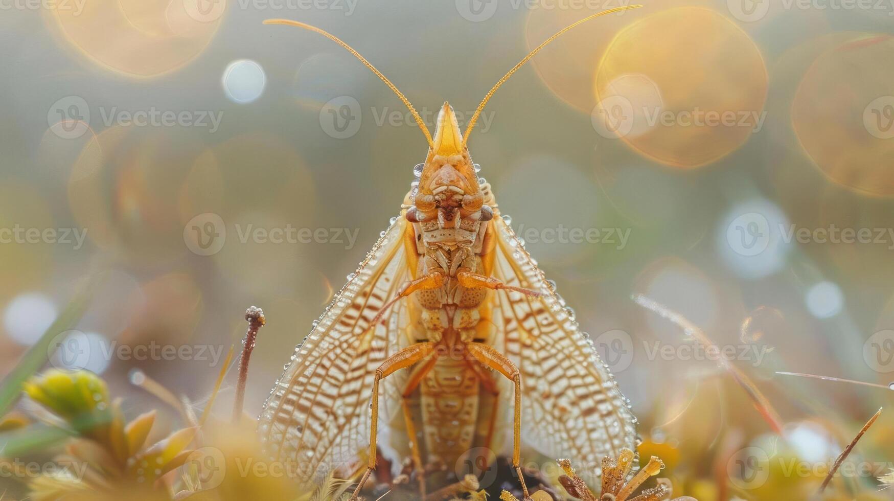 Close-up image of a yellow and brown insect, possibly a ladybug or beetle, photo