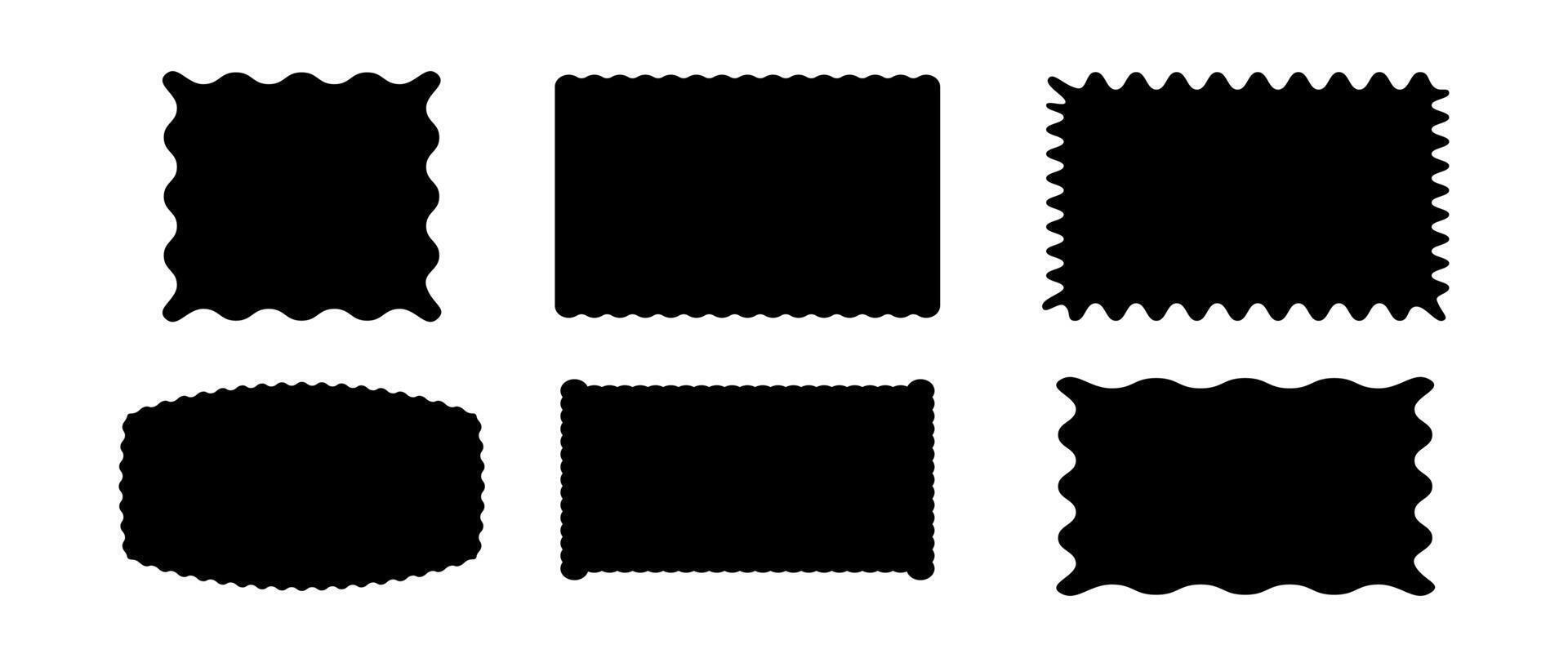Set frames. Textbox. Speech bubbles. Rectangles and squares. Abstract icon. Collection figures, waves, zigzags torn edges. Border. Silhouette. Geometric shapes. Star burst. vector