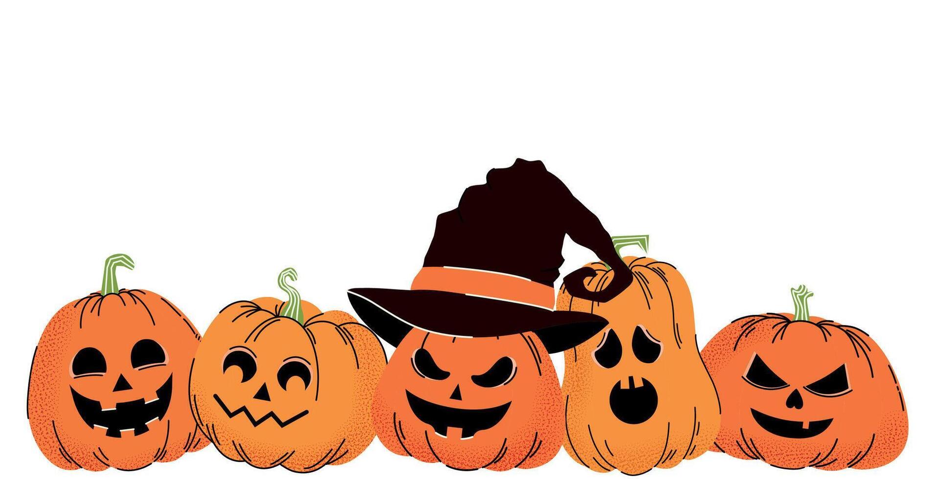 Set of pumpkins. Sinister elements. Halloween. Background. Hand drawn. Trendy doodle style. . Horror. Ghost. Autumn. October 31. Saints' Day. Stickers and icons. Jack o lantern. Template for web vector