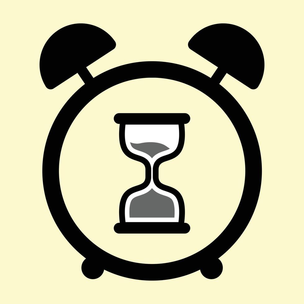 an hourglass icon with a clock inside vector
