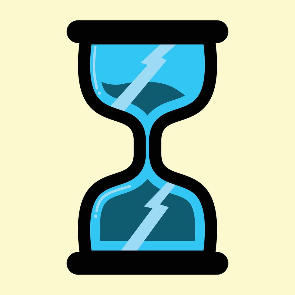 a blue hourglass with lightning coming out of it vector