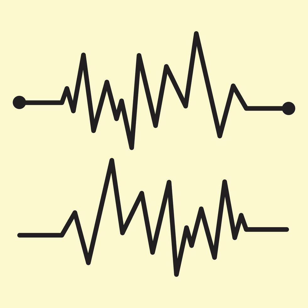 Two black and white lines with a wave pattern or cardiogram vector