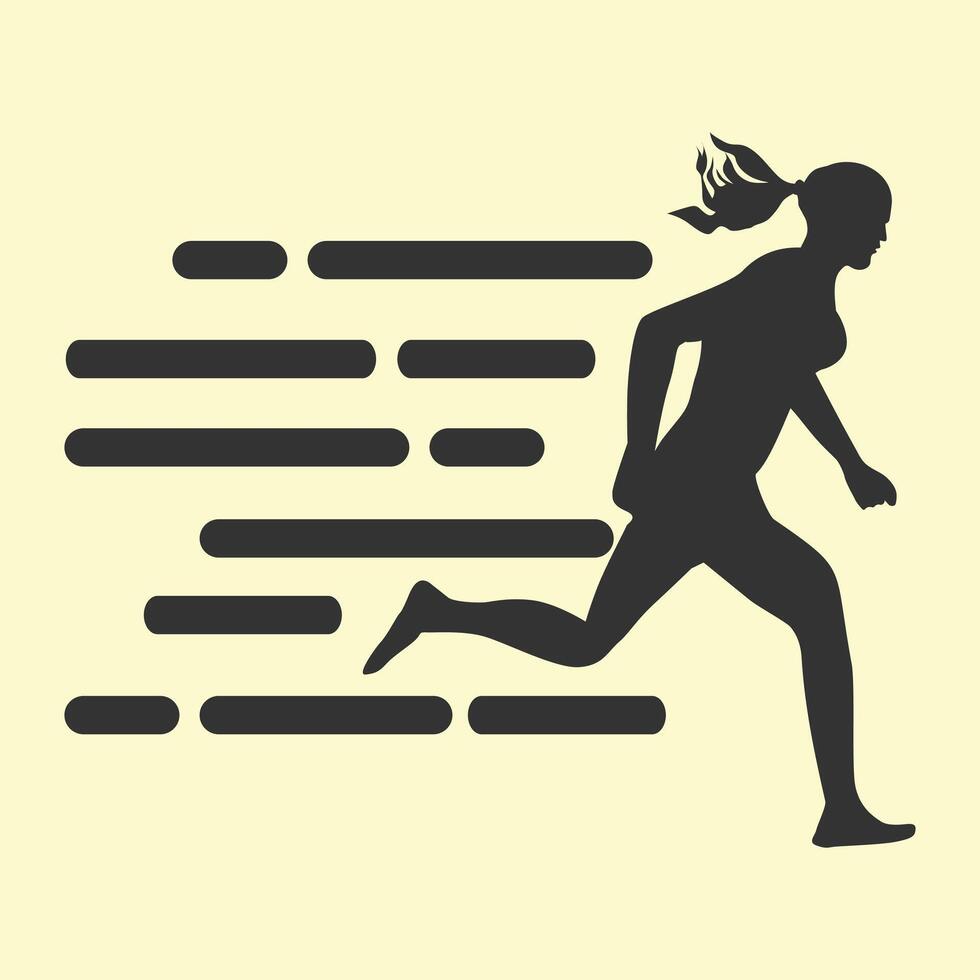 Silhouette a woman running fast vector