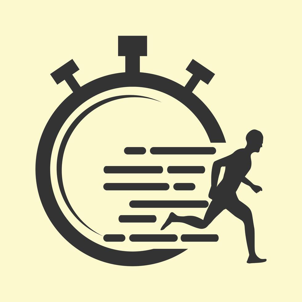 a man running in front of a stopwatch icon vector