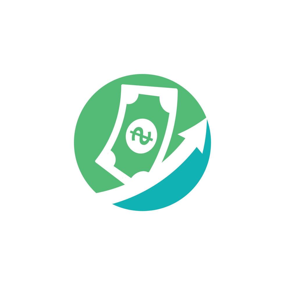 A green and white logo with a dollar sign vector