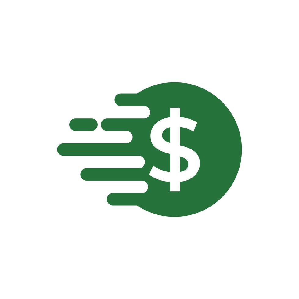 A green dollar sign icon on a white background vector