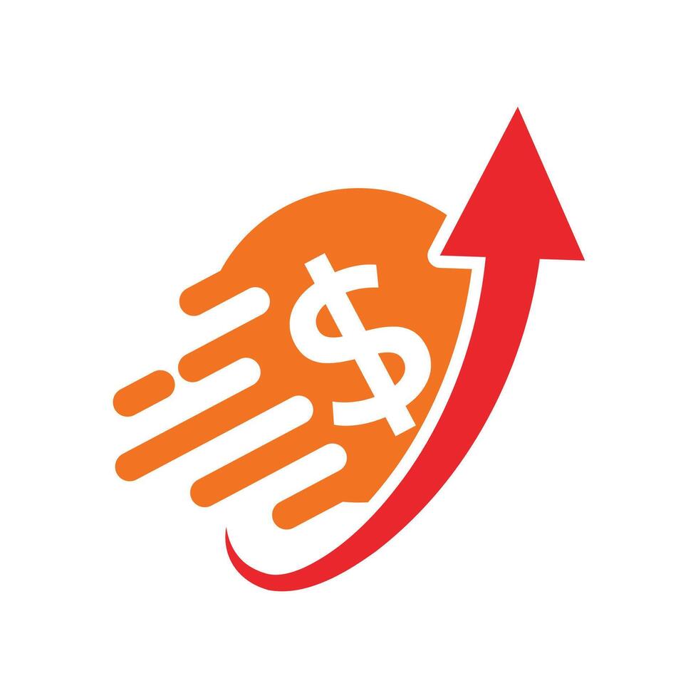 A dollar sign and an arrow going up vector