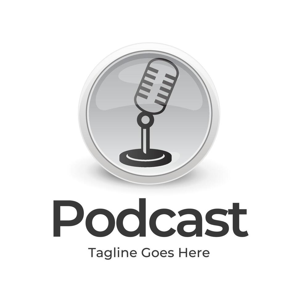 A microphone and microphone logo for podcast vector