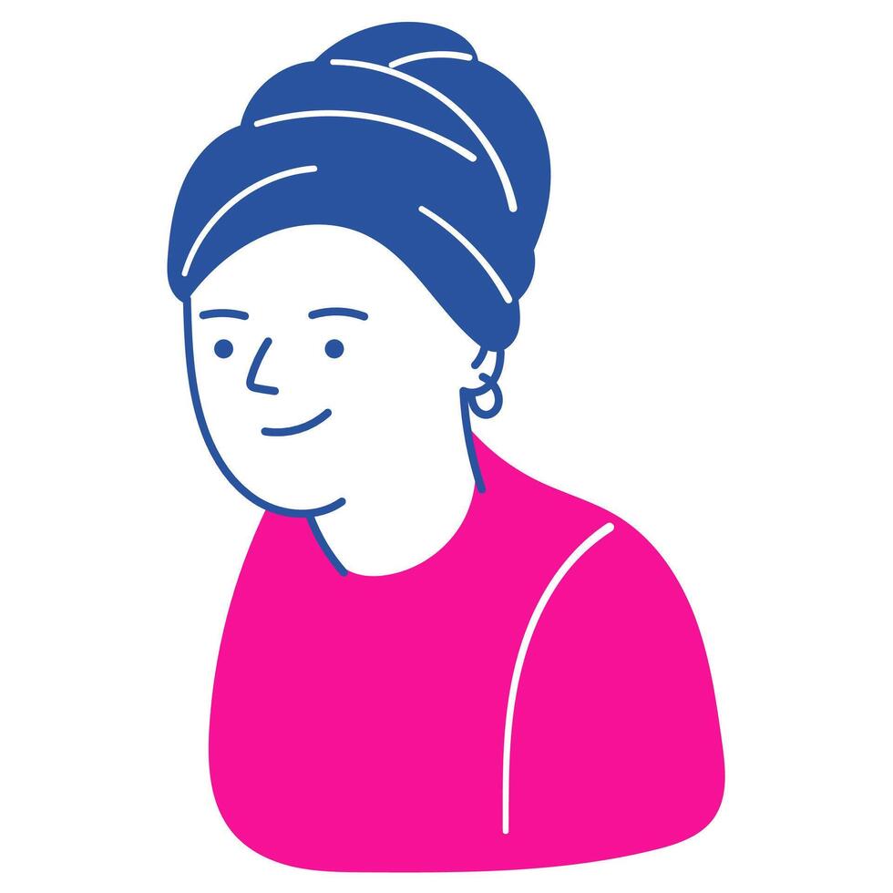 Avatar, portrait of a girl, woman in a simple, flat, linear style. Doodle art. vector