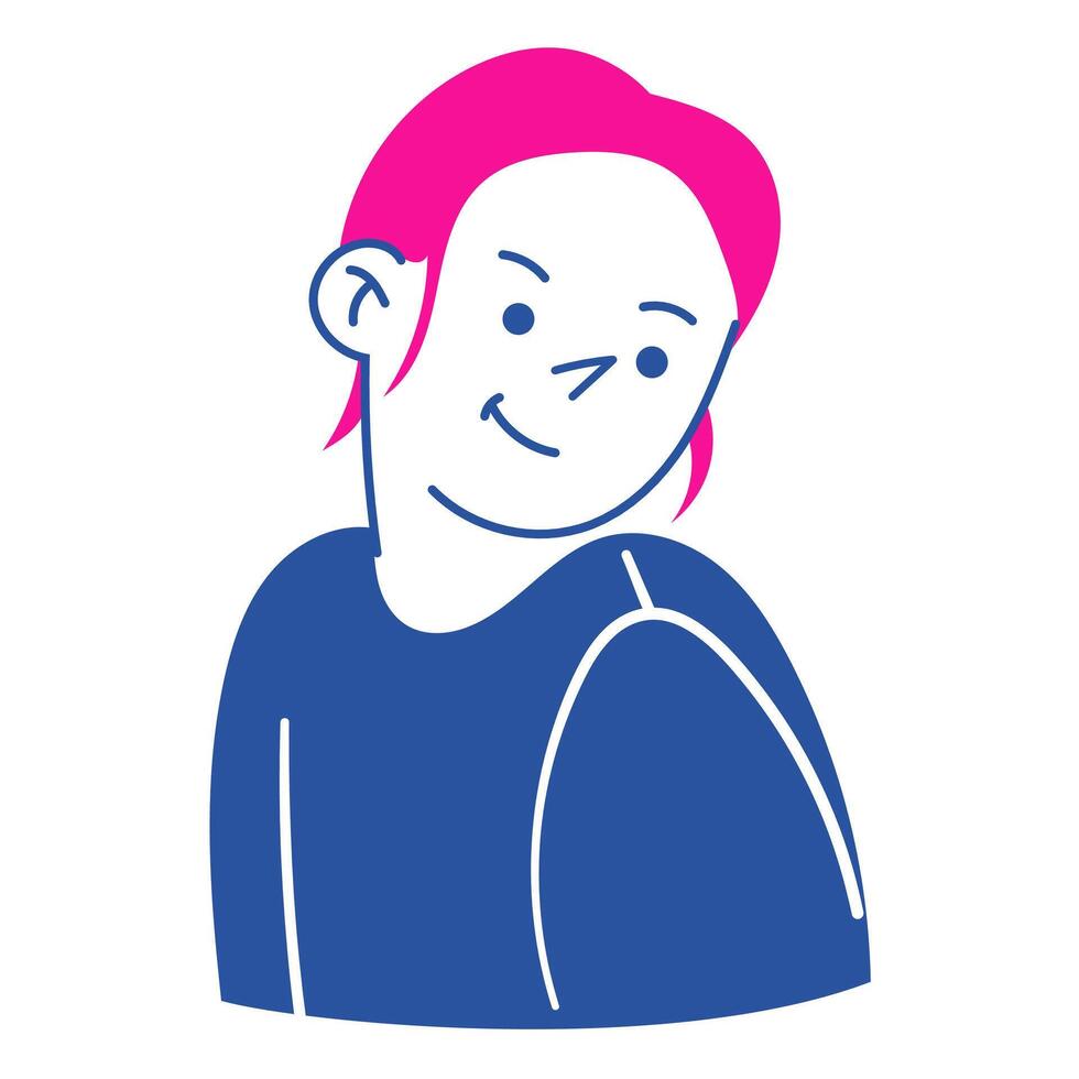 Avatar, portrait of a girl, woman in a simple, flat, linear style. Doodle art. vector