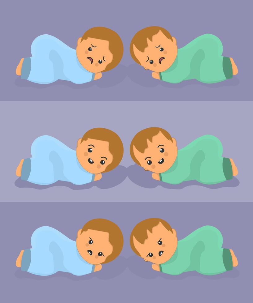Cute Babies Lying in Swaddle Poses Illustration vector
