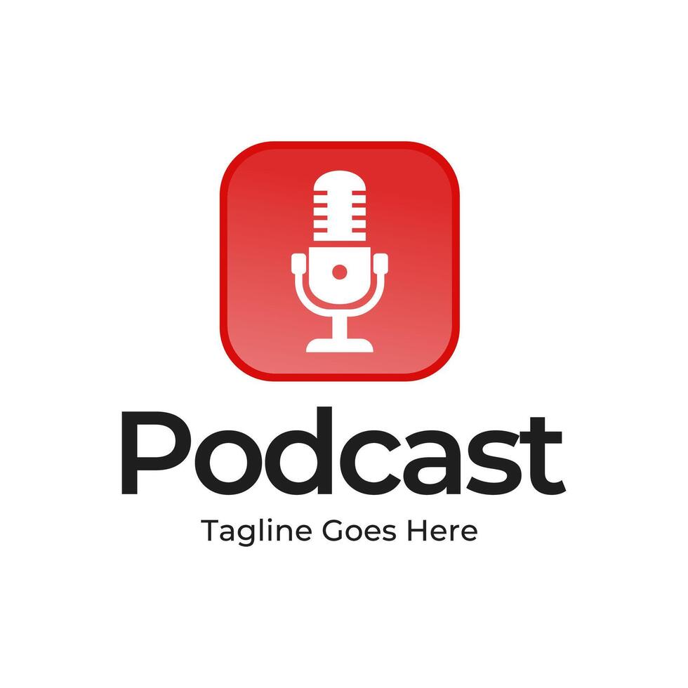 A microphone icon with a red square and a microphone vector