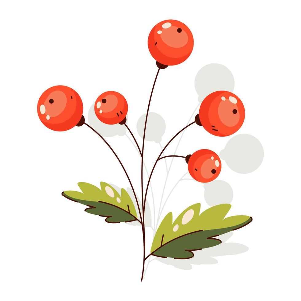Christmas floral decoration. Hand drawn flower in flat modern style. Winter element vector