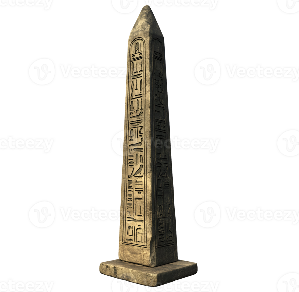 Egyptian Obelisk with Detailed Hieroglyphics on Isolated Background png
