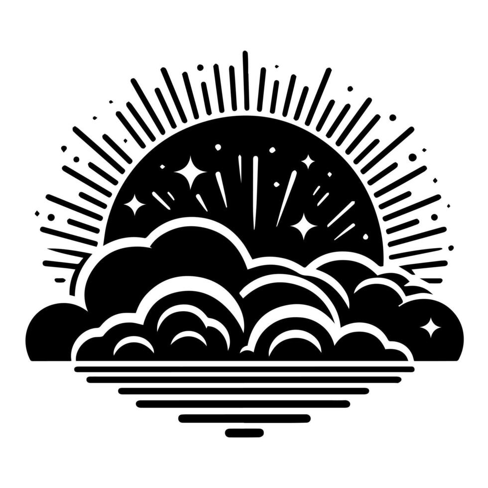 Sunset over the sea illustration vector