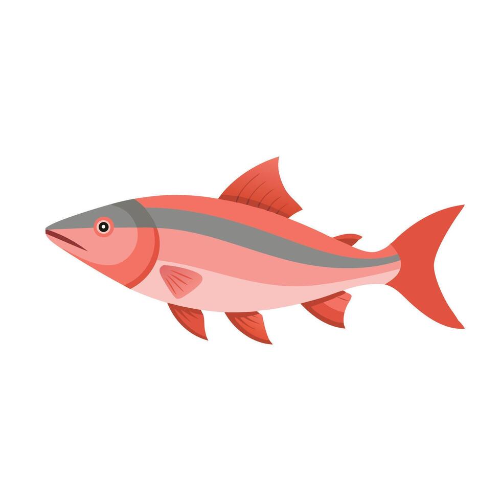 Pink salmon animal isolated flat illustration on white background vector