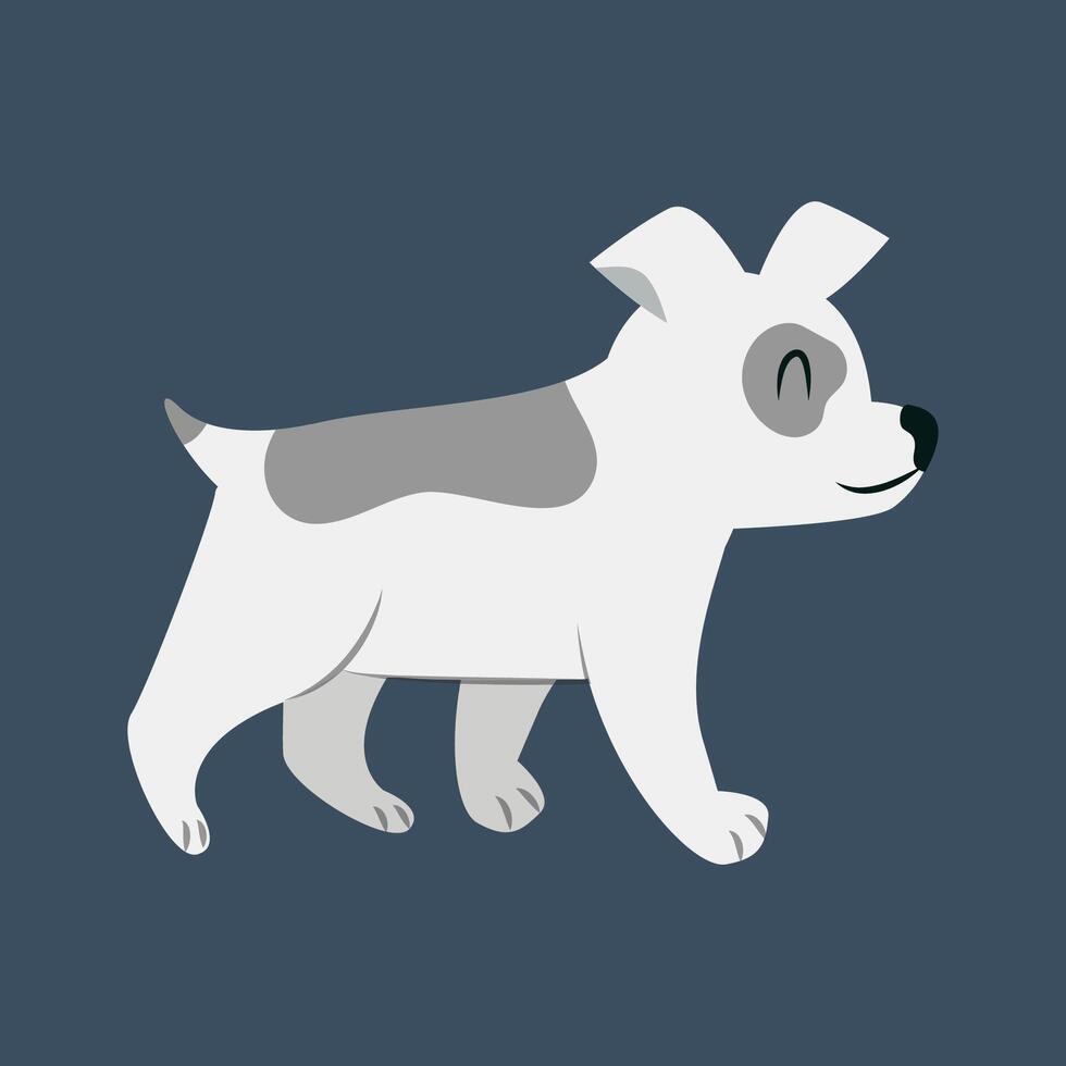 happy white dog in flat design. vector