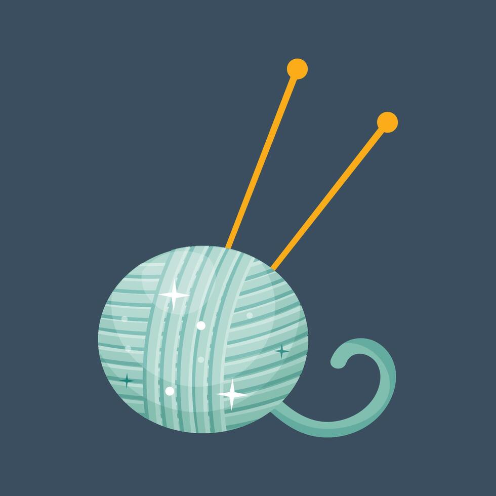 ball of knitting yarn in flat design. vector