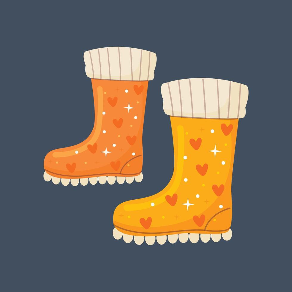 cute orange boots in flat design. vector