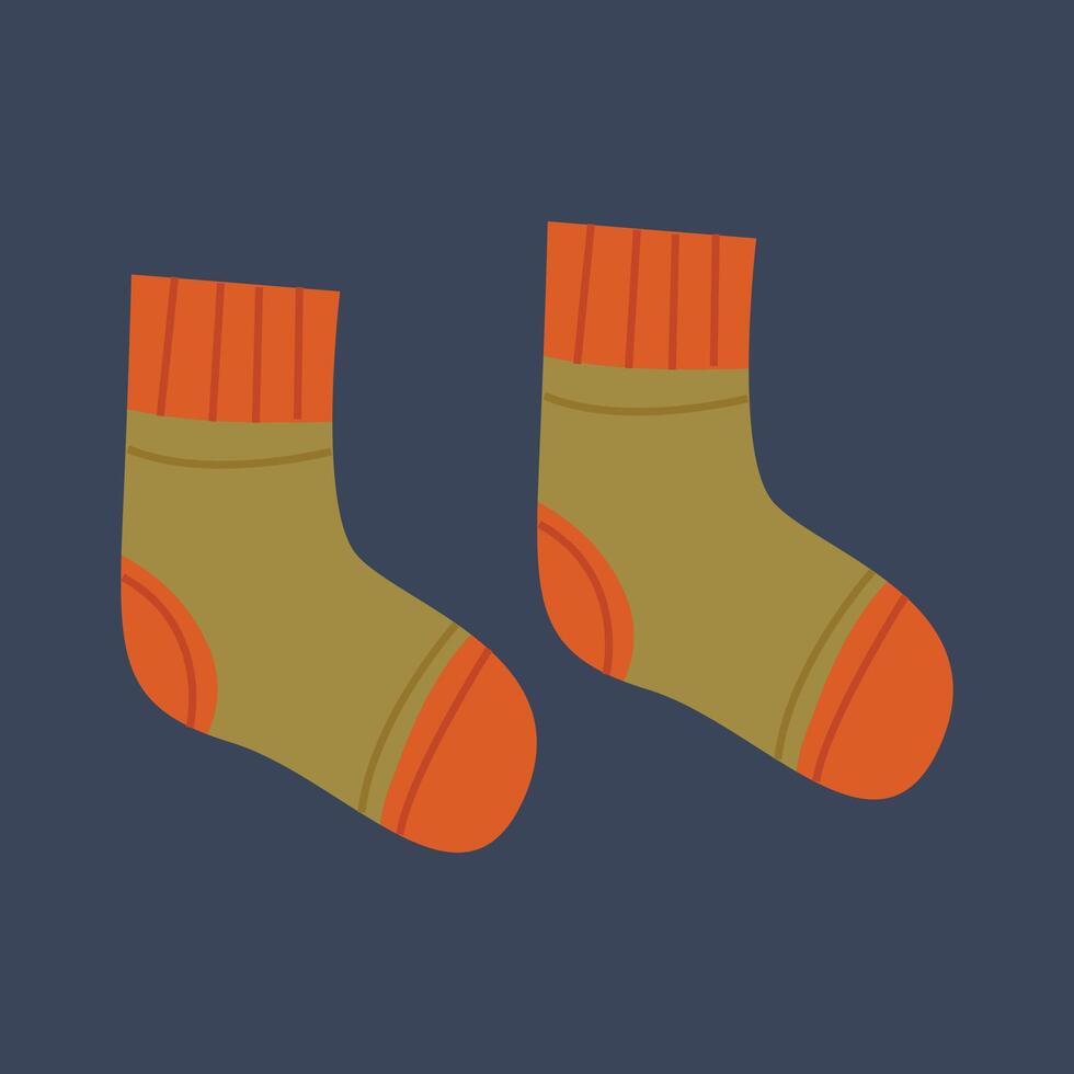 Green orang socks in flat design. vector