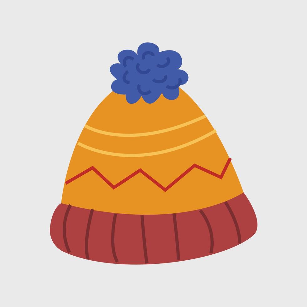 warm beanie hat in flat design. vector