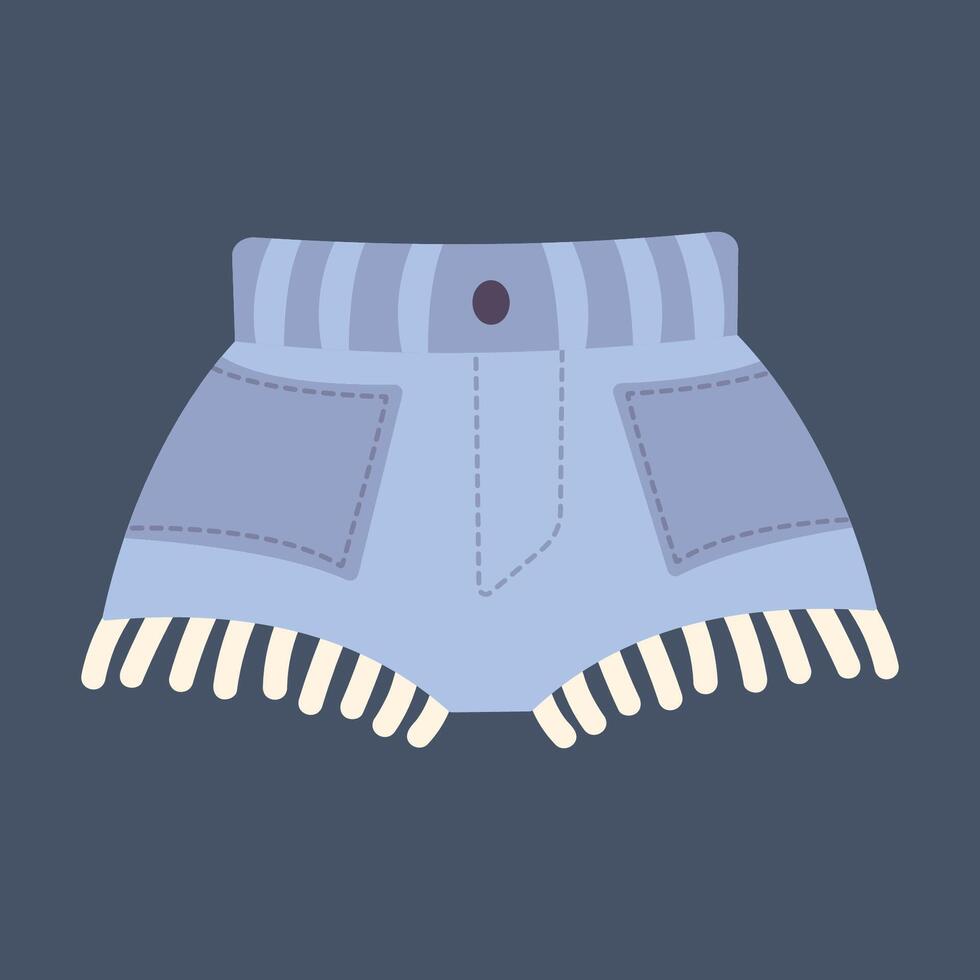 Denim Short pants in flat design. vector