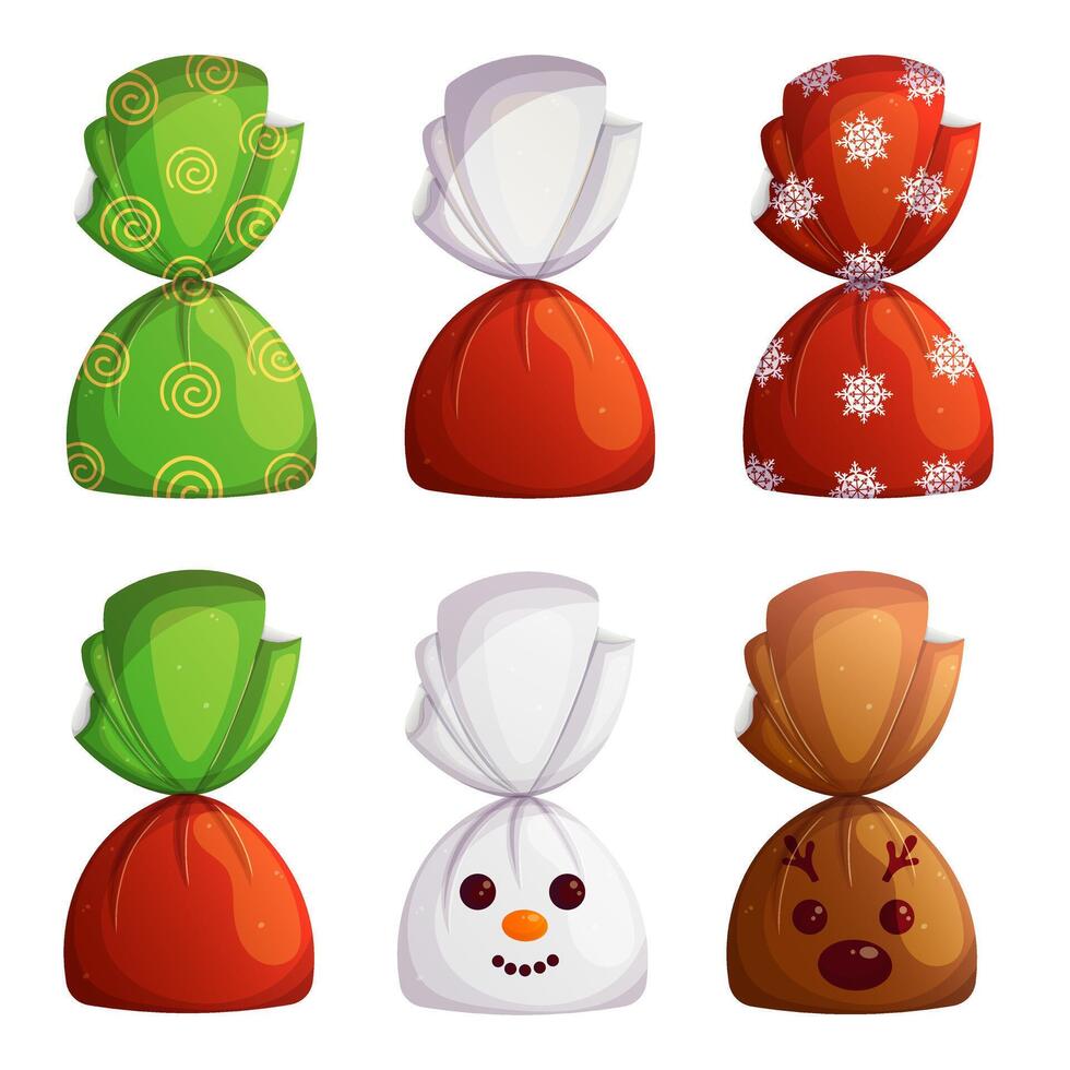 Christmas sweet candies set. Happy holidays elements collection. vector